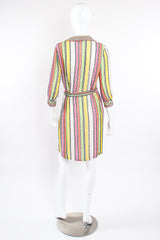 Vintage Oscar de la Renta Beaded Skittle Stripe Shirtdress Swim Cover on Mannequin back @ Recess