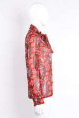 Vintage Oscar de la Renta Something! Chiffon Brocade Tie Blouse on Mannequin side @ Recess LA