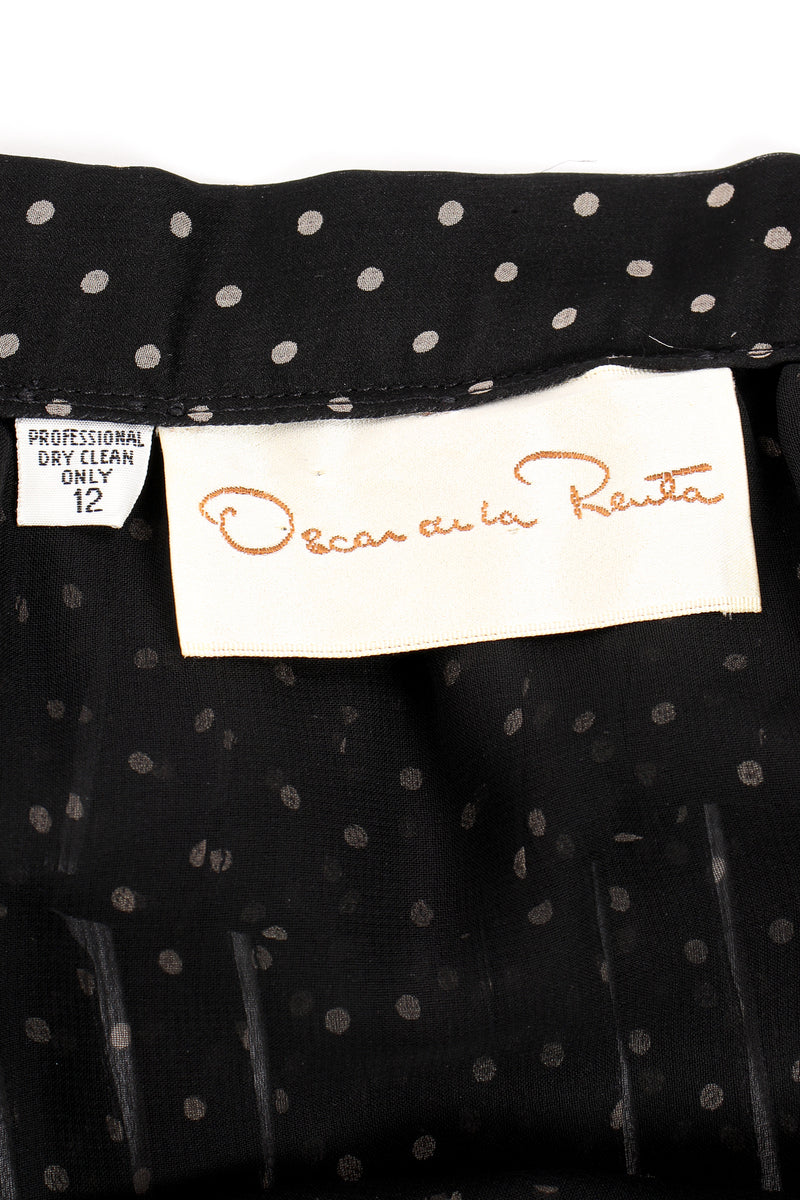 Vintage Oscar de la Renta Pleated Chiffon Dot Skirt label at Recess Los Angeles