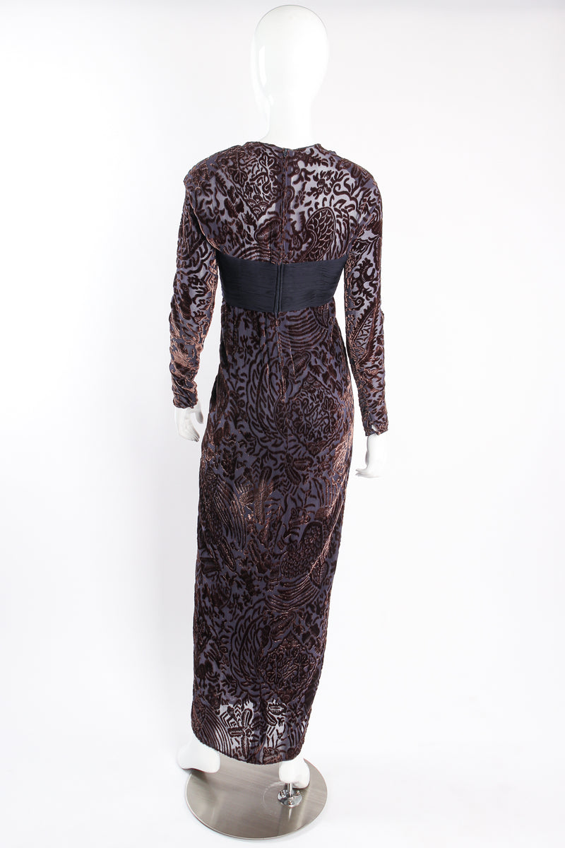 Vintage Oscar de la Renta Velvet Burnout Bandeau Gown on mannequin back at Recess Los Angeles