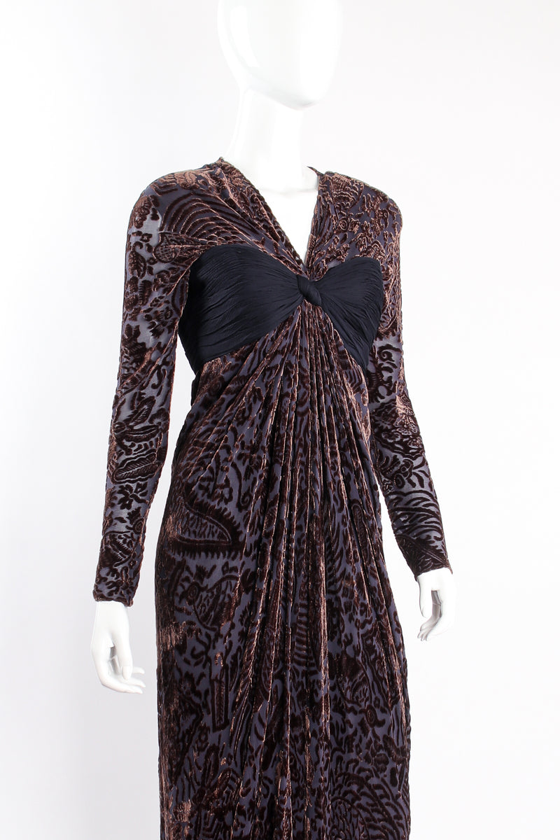 Vintage Oscar de la Renta Velvet Burnout Bandeau Gown on mannequin crop at Recess Los Angeles