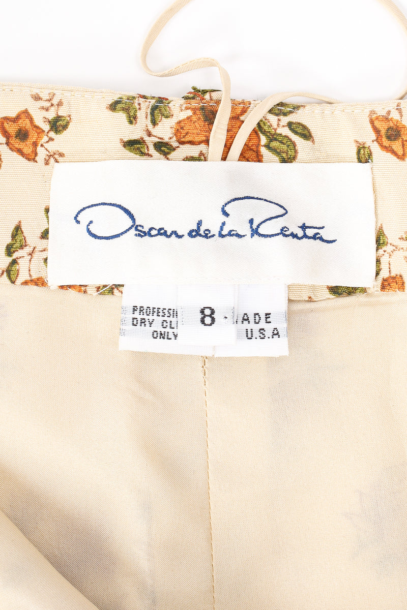Vintage Oscar de la Renta Embroidered Woodblock Print Silk Pant label @ Recess LA