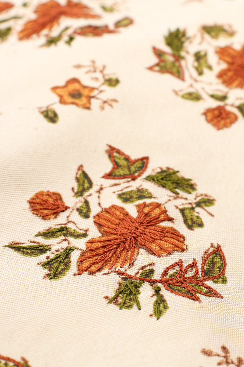 Vintage Oscar de la Renta Embroidered Woodblock Print Silk Pant fabric detail @ Recess LA