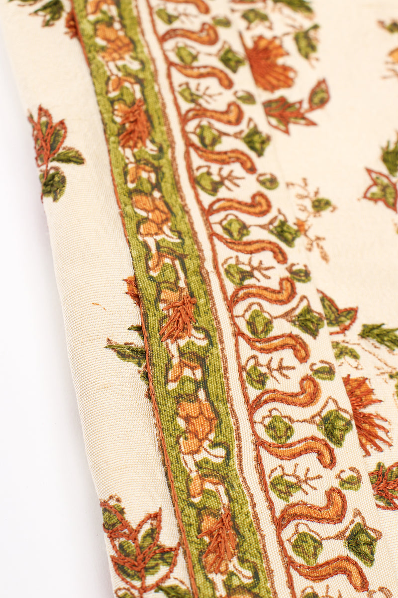 Vintage Oscar de la Renta Embroidered Woodblock Print Silk Pant stripe detail @ Recess LA