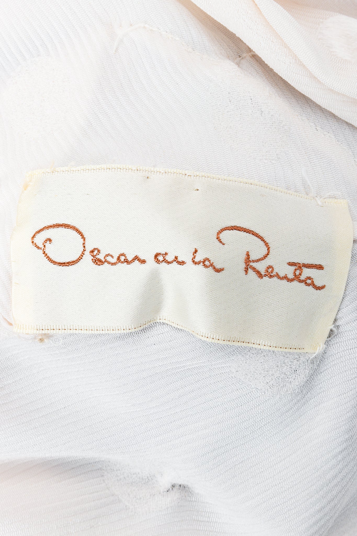 Vintage Oscar de la Renta Cowl Back Rosette Dress Bridal Wedding Label at Recess