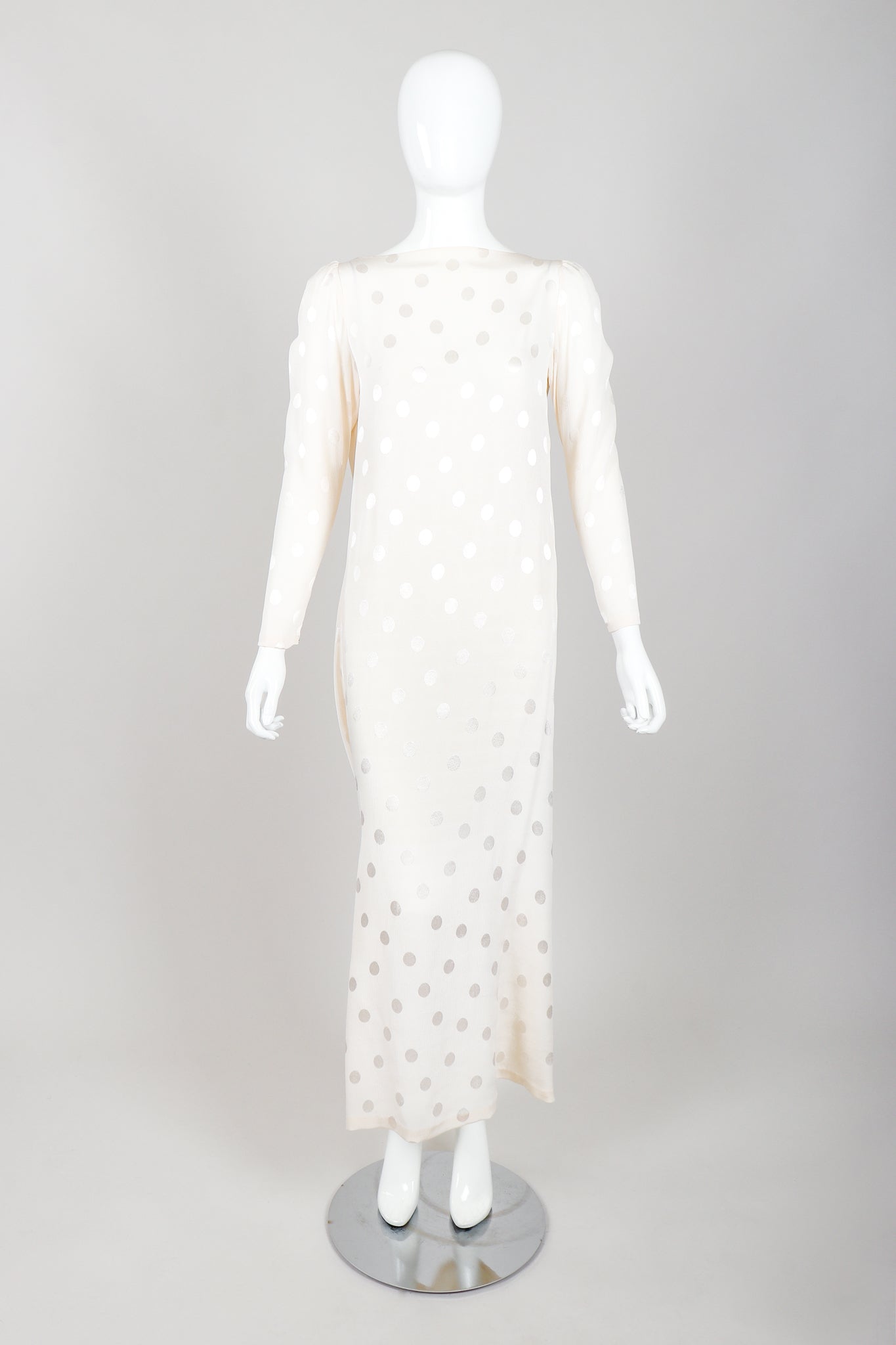 Vintage Oscar de la Renta Cowl Back Rosette Dress Bridal Wedding on Mannequin Front at Recess