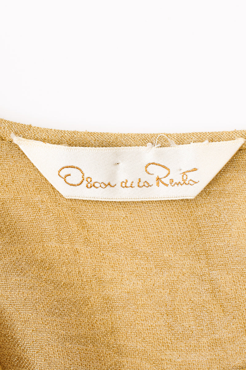 Vintage Oscar de la Renta Sheer Metallic Tunic & Wrap Skirt Set label at Recess