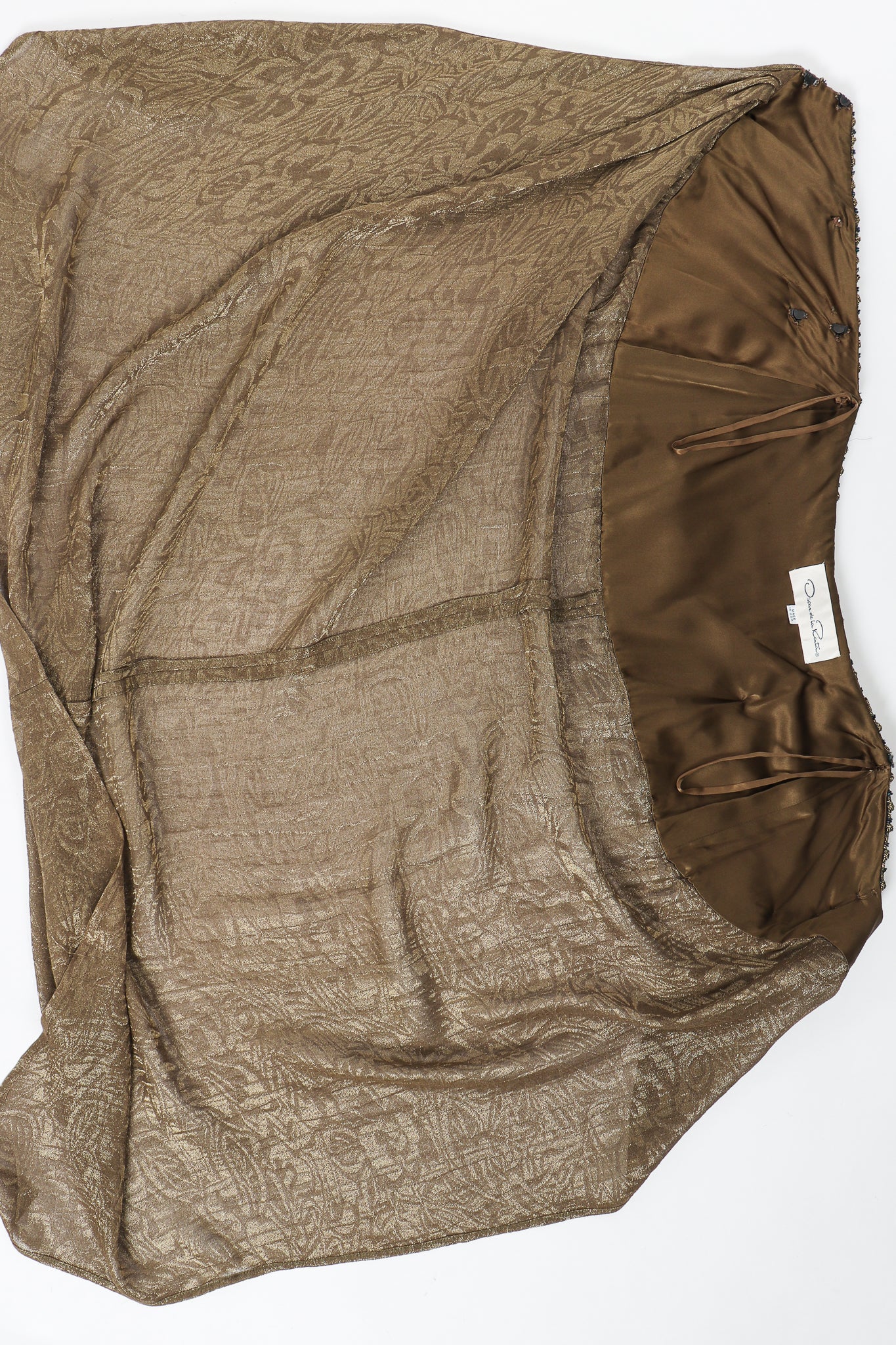 Vintage Oscar de la Renta Jeweled Lamé Wrap Skirt flat at Recess LA
