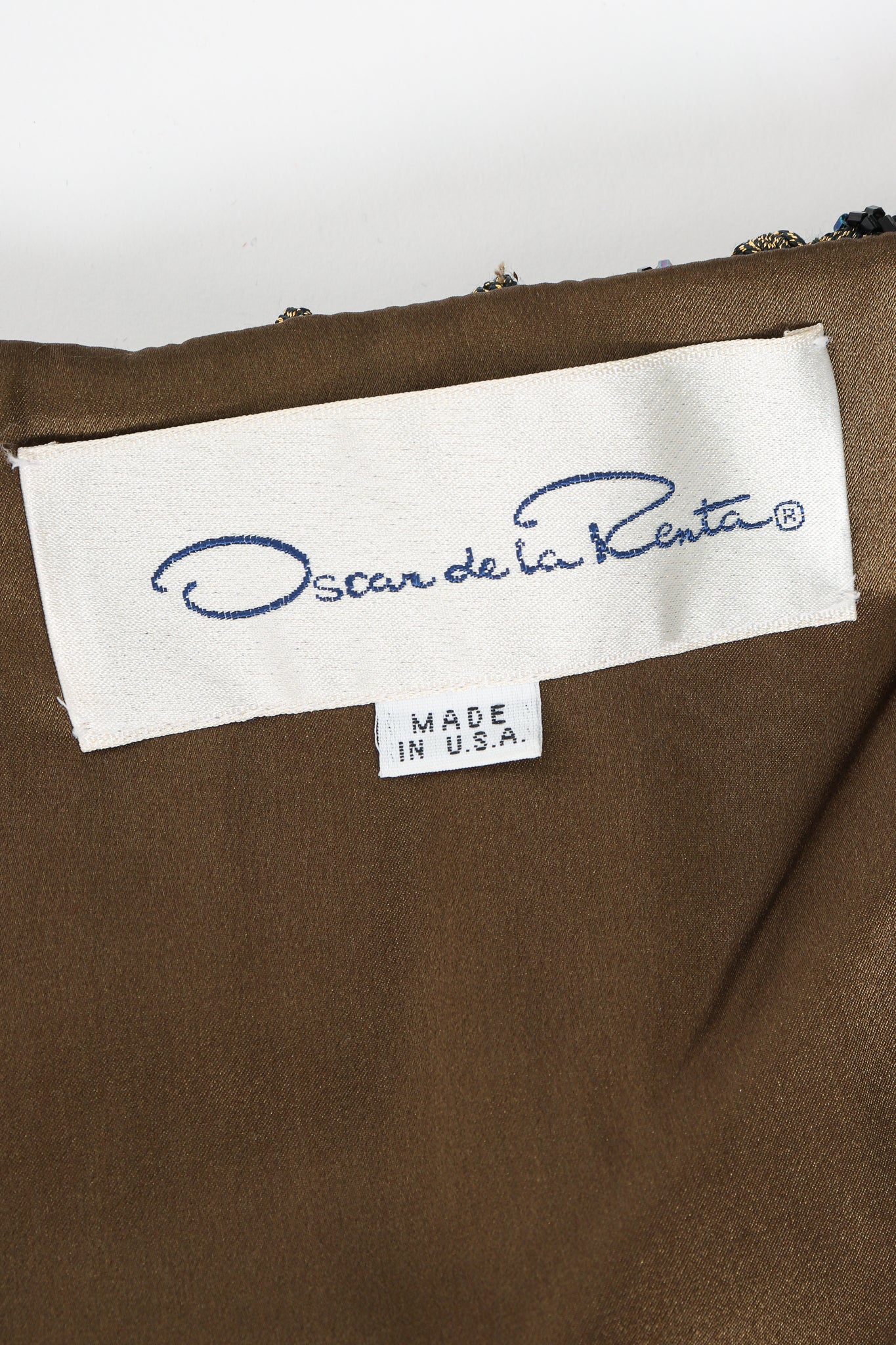 Vintage Oscar de la Renta Jeweled Lamé Wrap Skirt Set Label at Recess Los Angeles