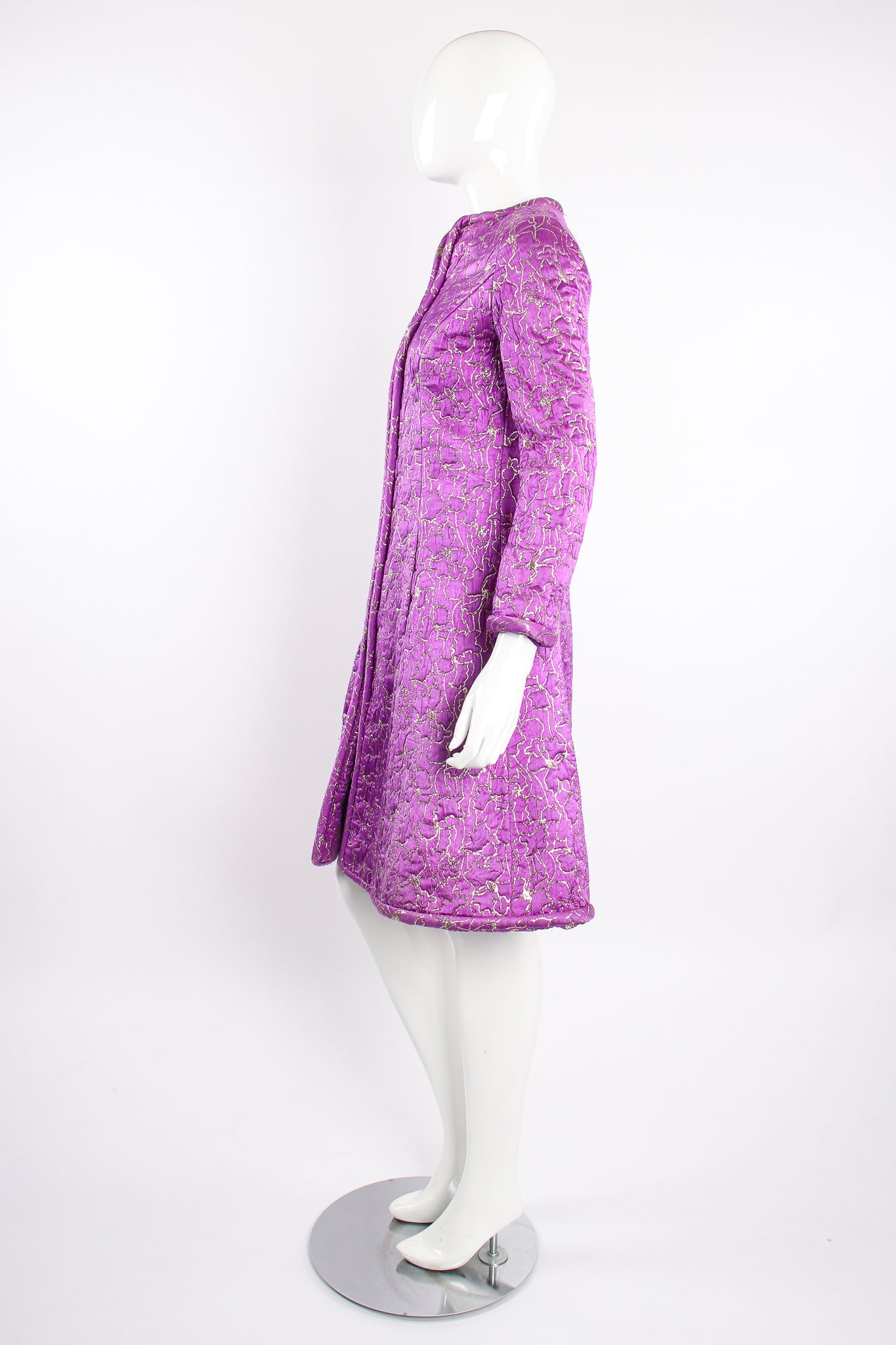 Vintage Oscar de la Renta Abstract Floral Brocade Coat on Mannequin Side at Recess Los Angeles