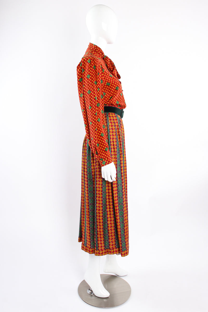 Vintage Oscar de la Renta MissO Tessellation Print Blouse & Skirt Set on Mannequin side @ RecessLA