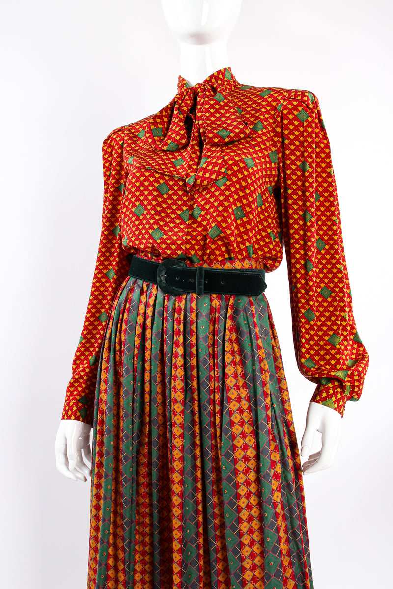 Vintage Oscar de la Renta MissO Tessellation Print Blouse & Skirt Set on Mannequin crop @ RecessLA