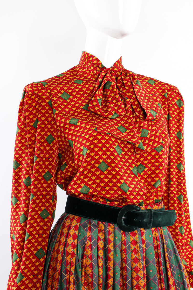 Vintage Oscar de la Renta MissO Tessellation Print Blouse & Skirt Set on Mannequin crop @ RecessLA