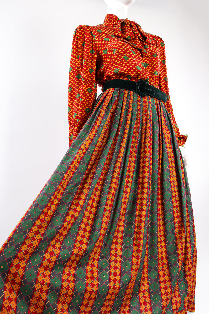 Vintage Oscar de la Renta MissO Tessellation Print Blouse & Skirt Set on Mannequin angle @ RecessLA
