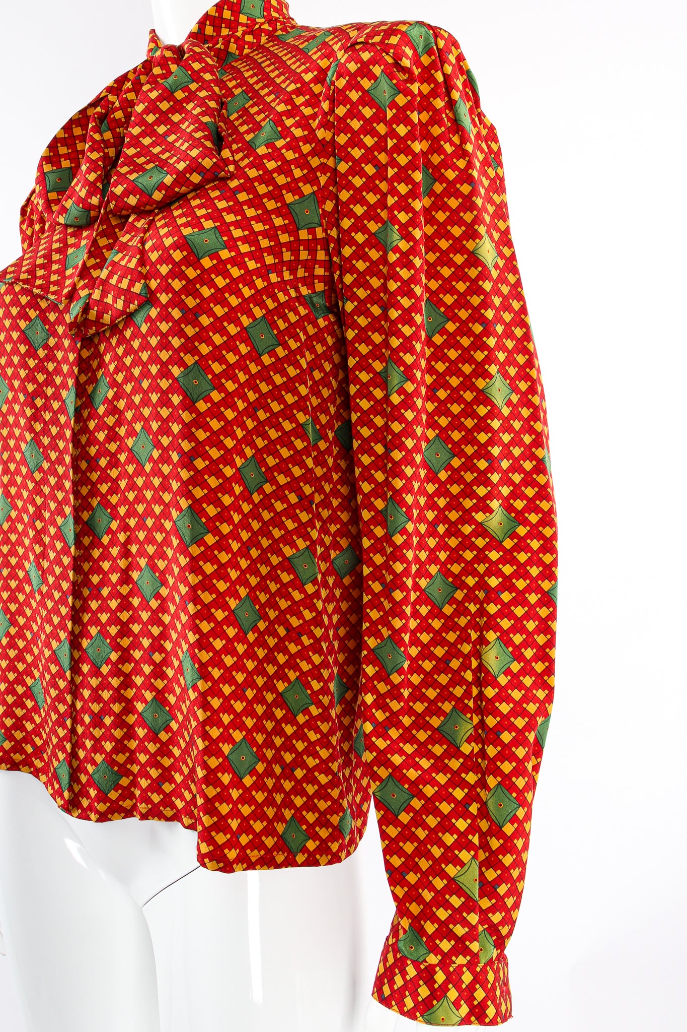 Vintage Oscar de la Renta MissO Tessellation Print Skirt Set discoloration on sleeve @ RecessLA