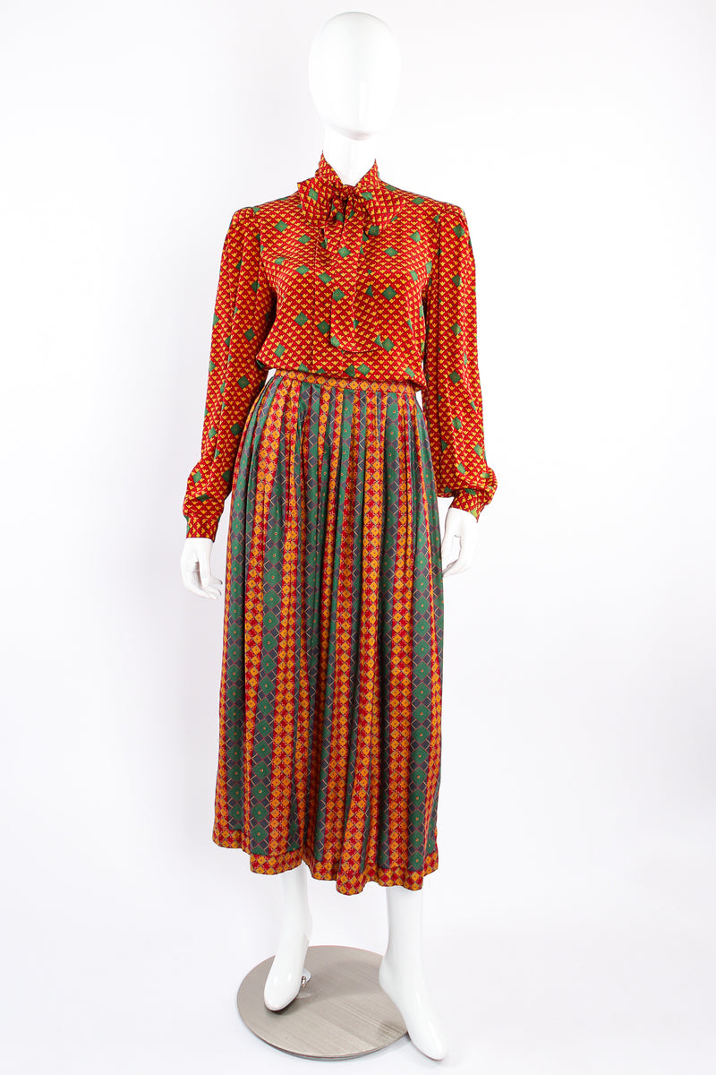 Vintage Oscar de la Renta MissO Tessellation Print Blouse & Skirt Set on Mannequin front @ RecessLA