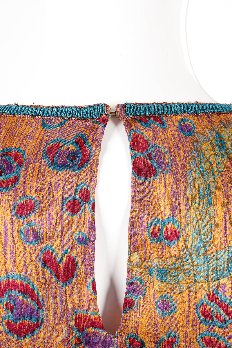 Vintage Oscar de la Renta Floral Embroidered Blouse & Skirt Set back neck at Recess LA