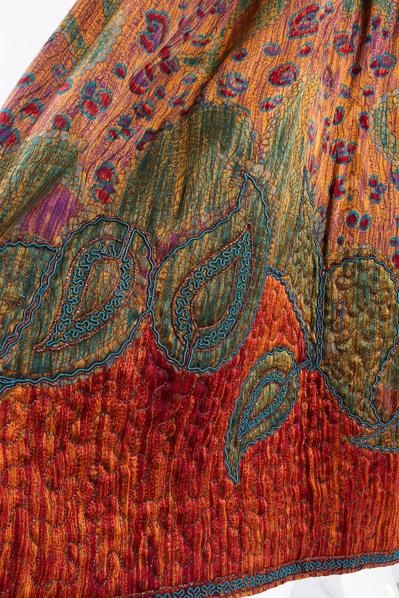 Vintage Oscar de la Renta Abstract floral Embroidered Blouse & Skirt Set stitch detail at Recess LA
