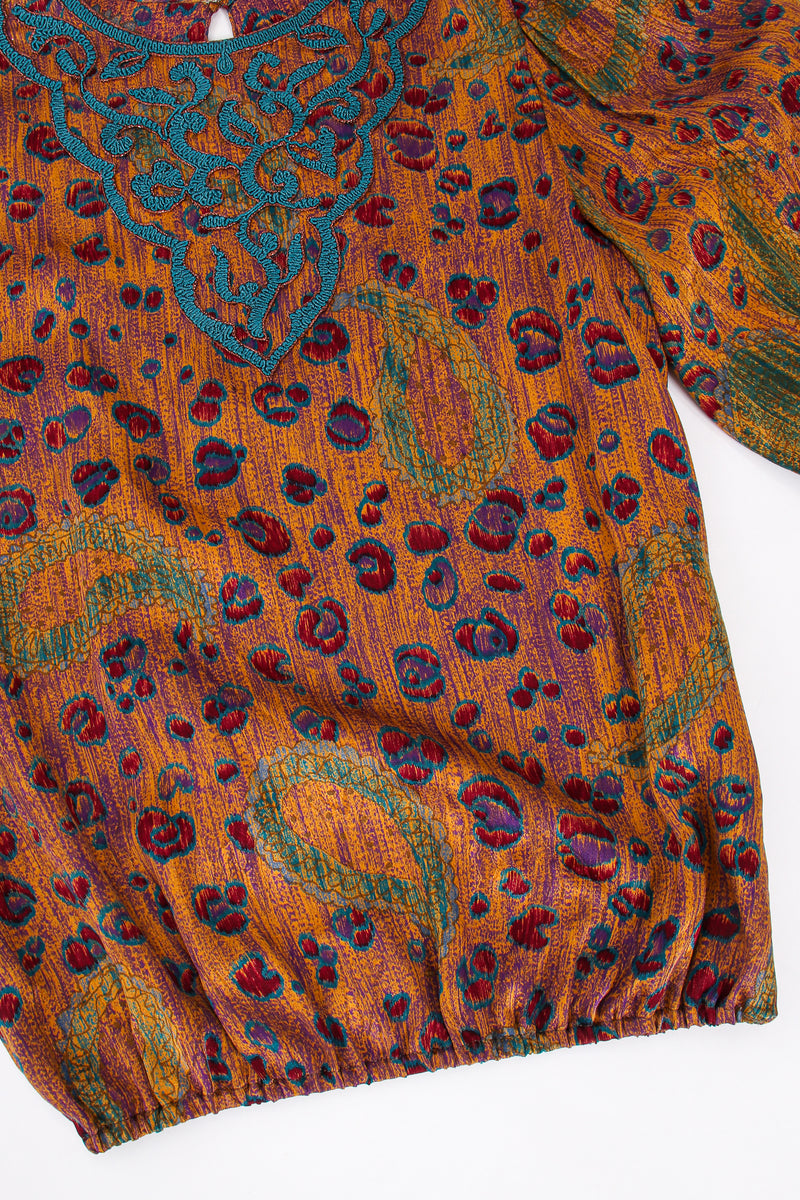 Vintage Oscar de la Renta Floral Embroidered Blouse & Skirt Set waistband at Recess LA