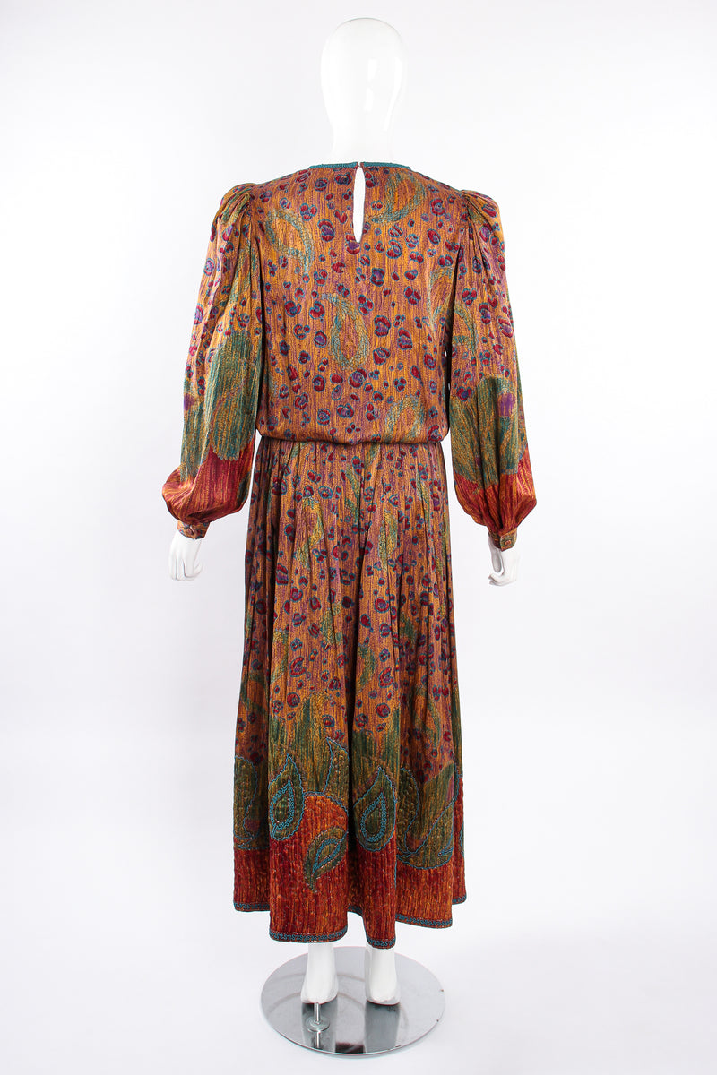 Vintage Oscar de la Renta Floral Embroidered Blouse & Skirt Set on Mannequin back at Recess LA