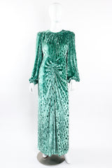 Vintage Oscar de la Renta Silk Velvet Balloon Sleeve Gown on Mannequin front at Recess Los Angeles