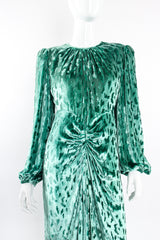 Vintage Oscar de la Renta Silk Velvet Balloon Sleeve Gown on Mannequin front crop at Recess LA