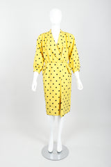 Vintage Oscar de la Renta Polka Dot Shawl Collar Dress on Mannequin front at Recess LA