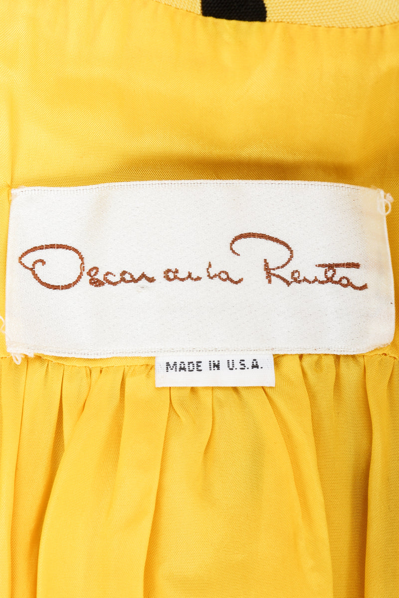 Vintage Oscar de la Renta Polka Dot Shawl Collar Dress label at Recess LA