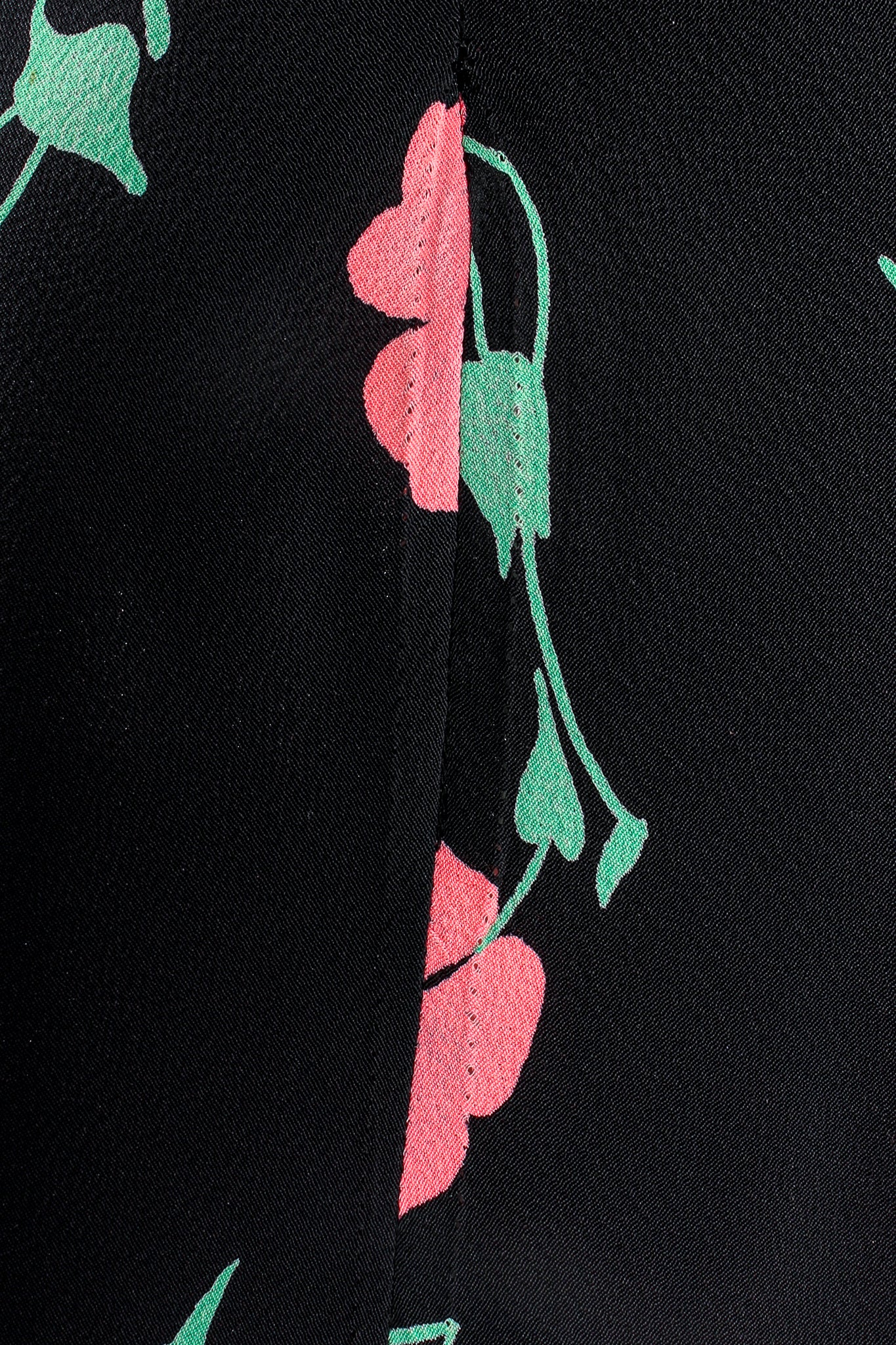 Vintage Ossie Clark Quorum Celia Birtwell Floral Print Plunge Dress seam stitching @ Recess LA
