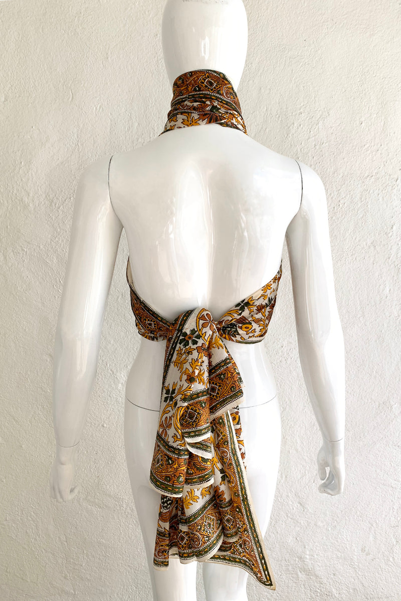 Vintage Oversized Handblocked Indian Silk Shawl On Mannequin halter At Recess Los Angeles