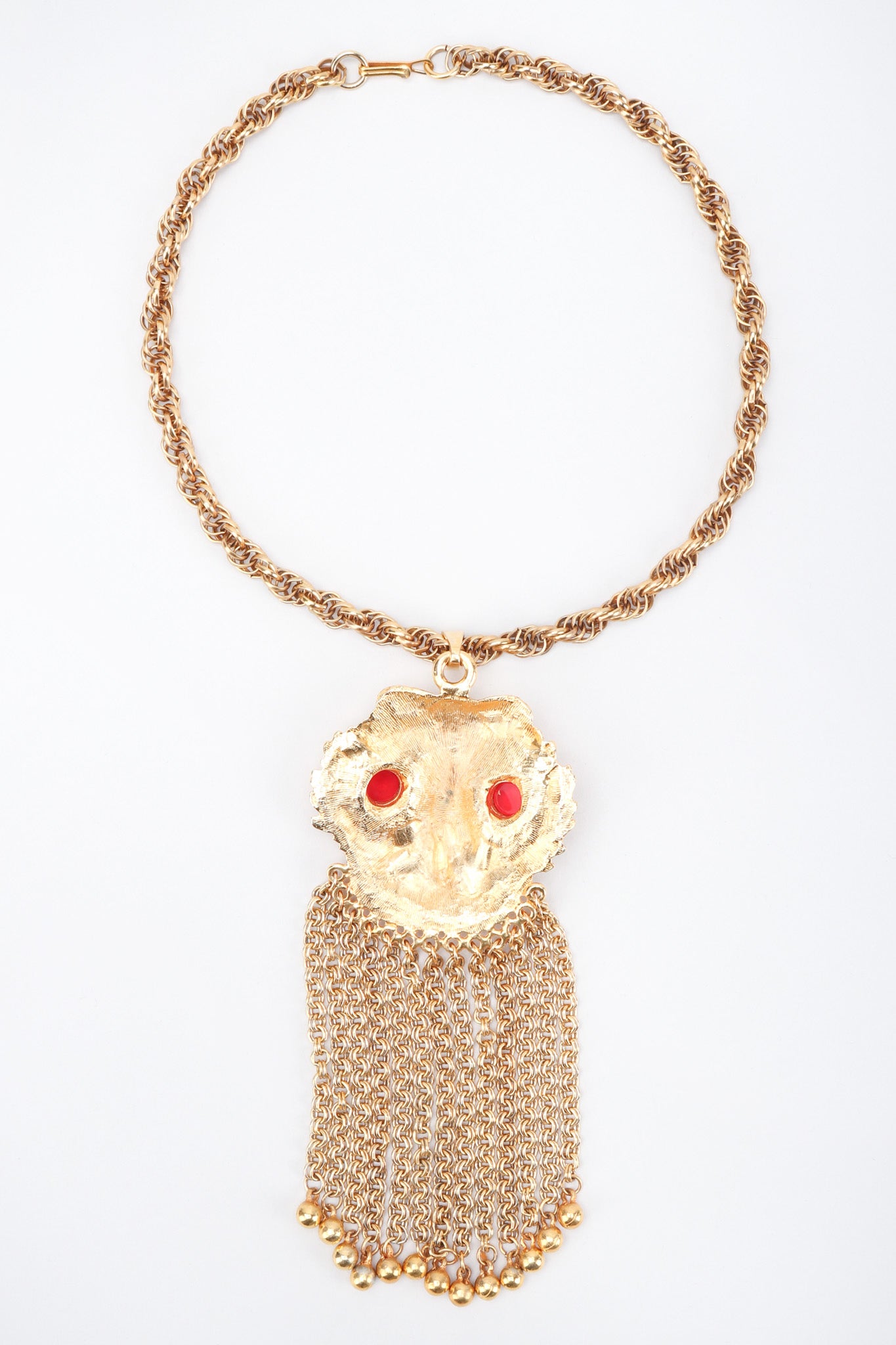 Recess Los Angeles Vintage Mid Century Owl Chain Fringe Pendant