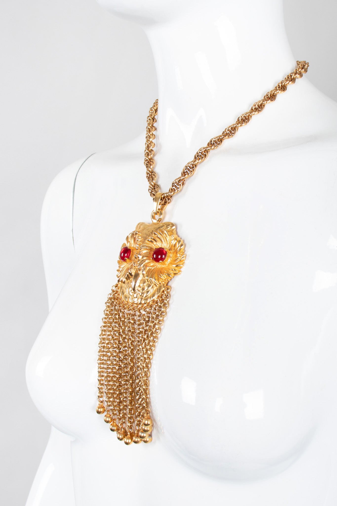 Recess Los Angeles Vintage Mid Century Owl Chain Fringe Pendant