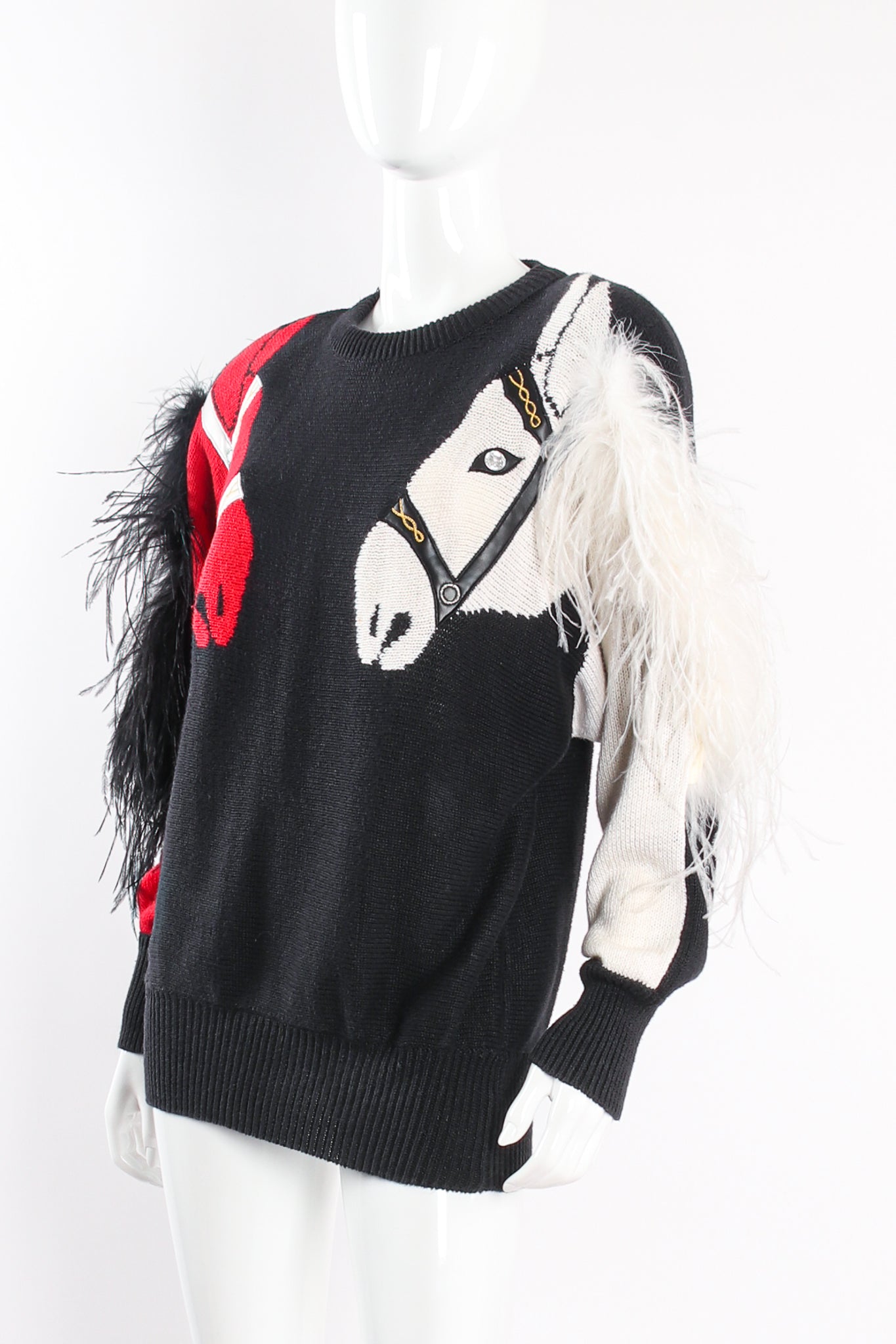Vintage PA International Feathered Mane Horse Sweater on mannequin crop at Recess Los Angeles