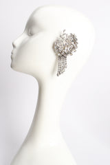 Vintage Crystal Rhinestone Laurel Fringe Climber Earrings on mannequin at Recess Los Angeles