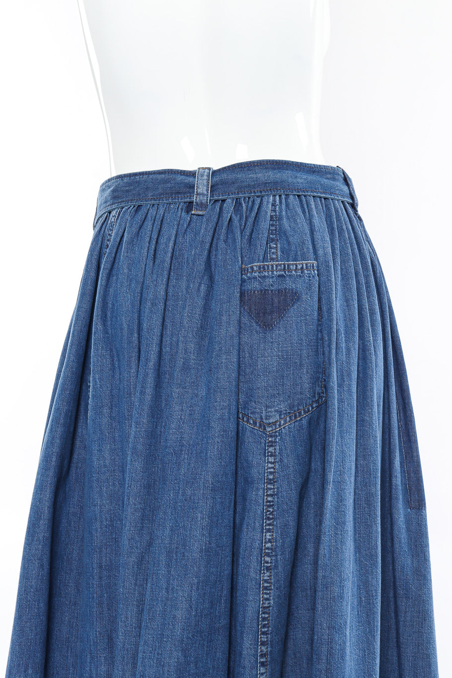 Prada denim peasant skirt back view on mannequin @recessla