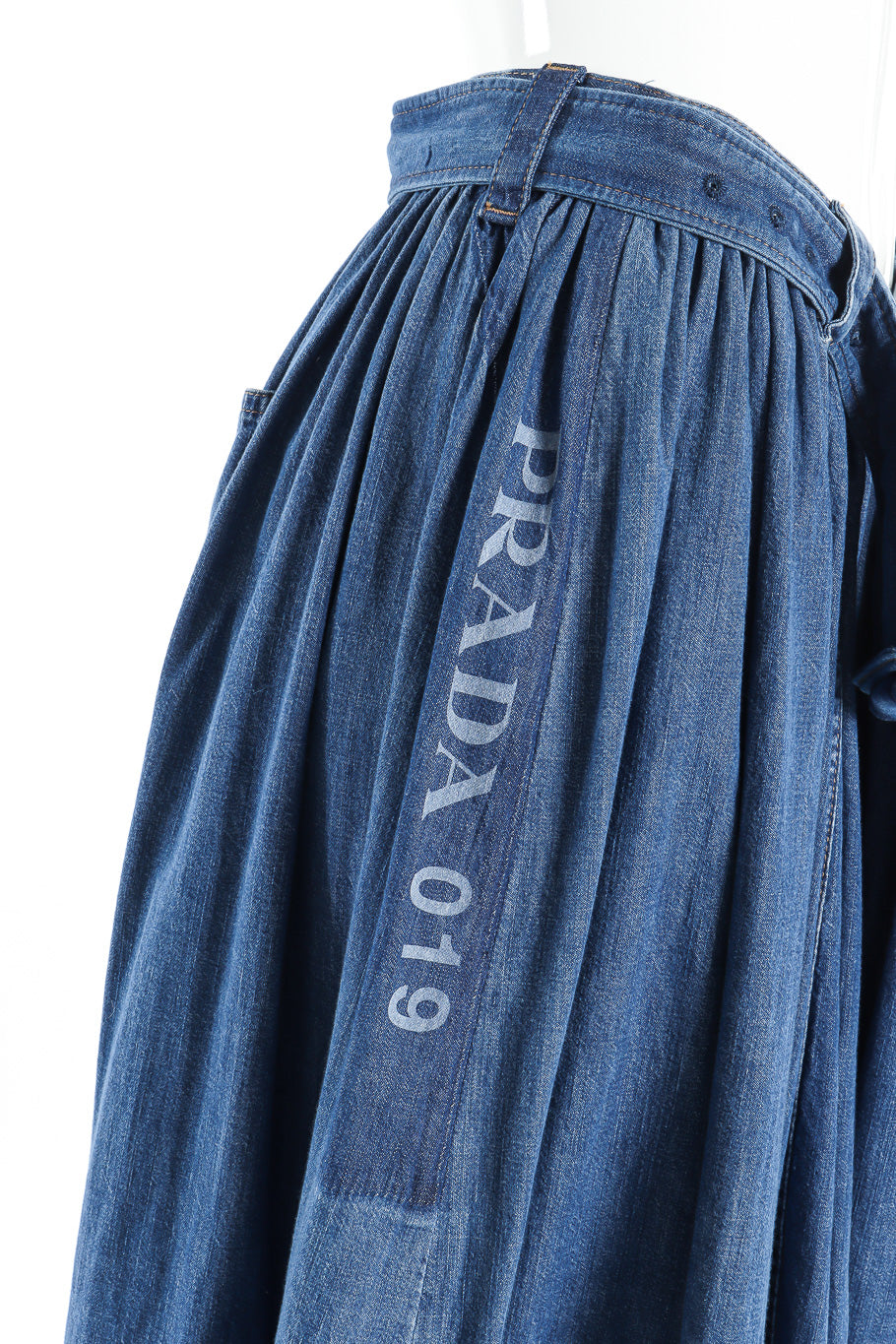 Prada denim peasant skirt side detail @recessla