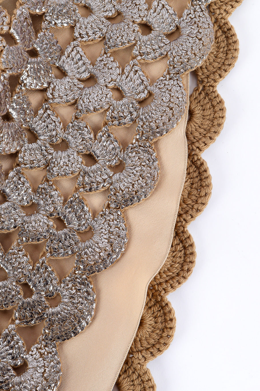 Metallic crochet knitted cocktail dress by Prada Hem Photo Close-up. @recessla