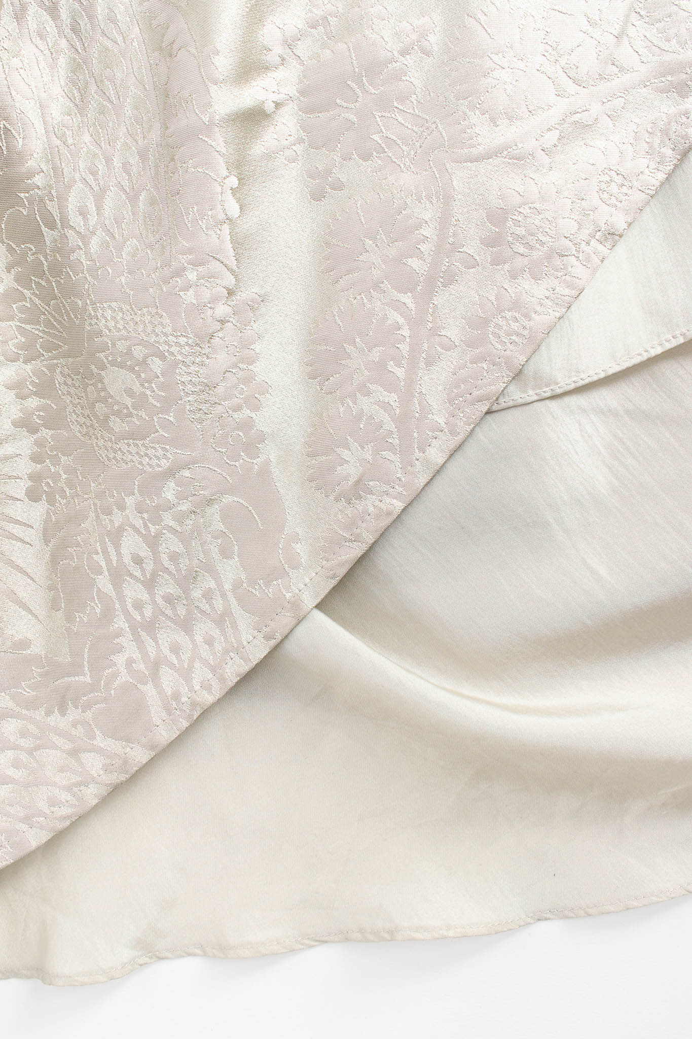 Vintage Pamela Dennis Floral Beaded Silk Gown & Shawl hem @ Recess LA