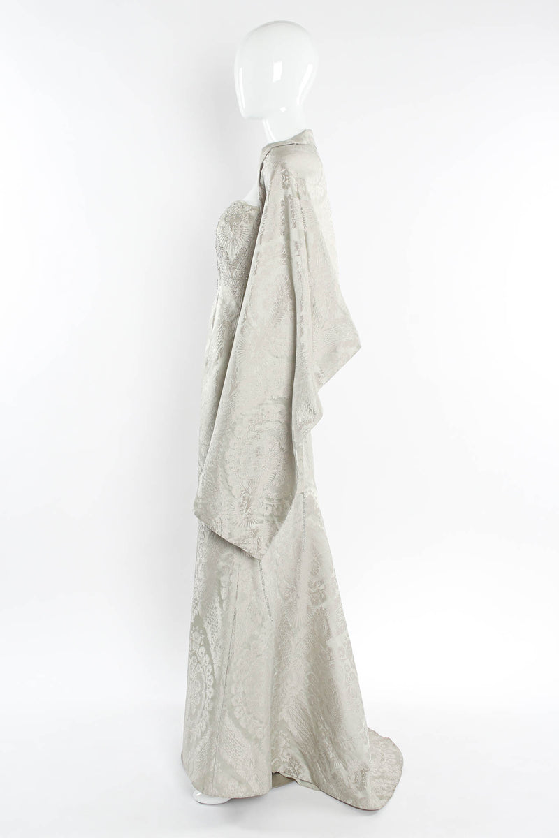 Vintage Pamela Dennis Floral Beaded Silk Gown & Shawl mannequin side shawl @ Recess LA
