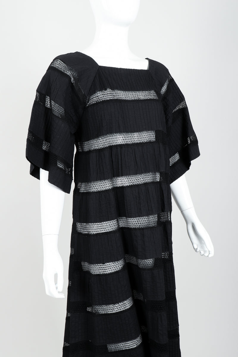 Familiar striped top flared dress - Black Patterned leggings