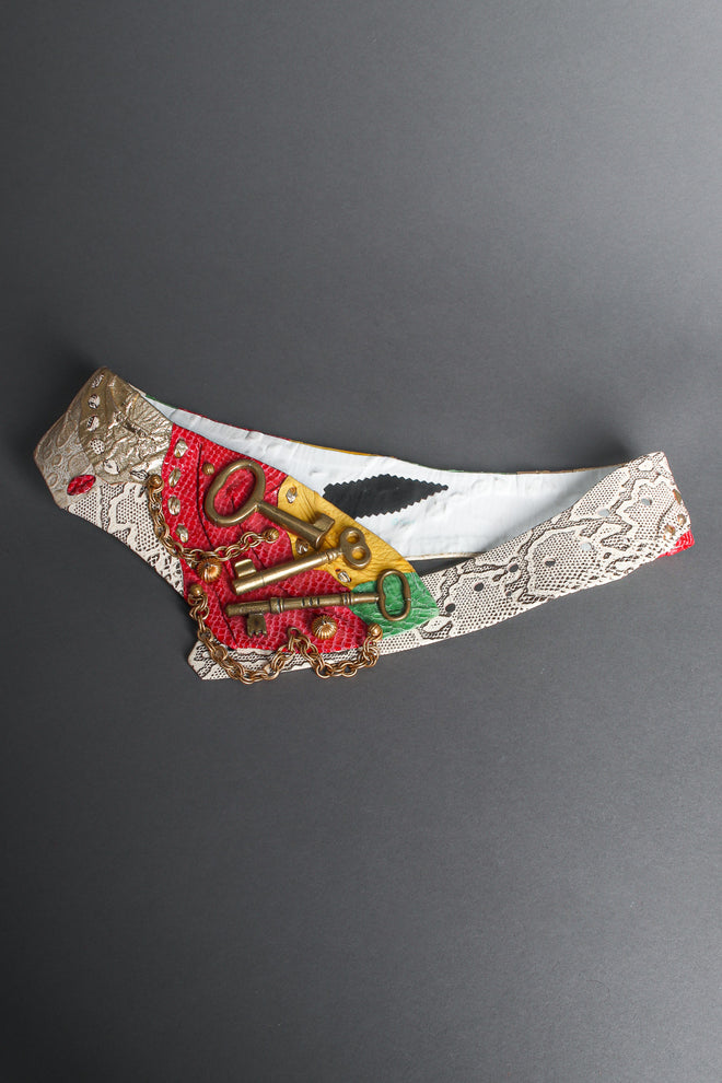 leather belt with with gold keys by Paula K flat lay full @recessla