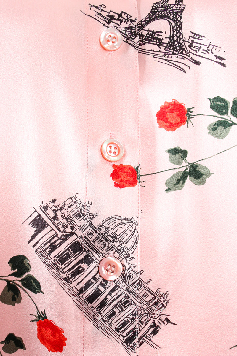Vintage Escada Paris Monument Rose Silk Shirt button placket matching at Recess Los Angeles
