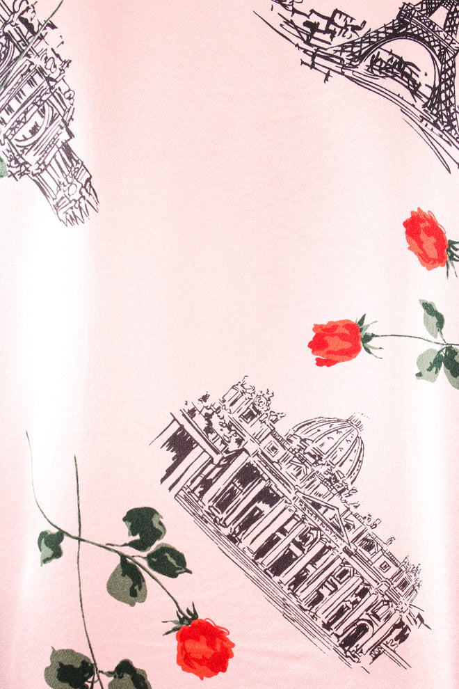 Vintage Escada Paris Monument Rose Silk Shirt fabric at Recess Los Angeles