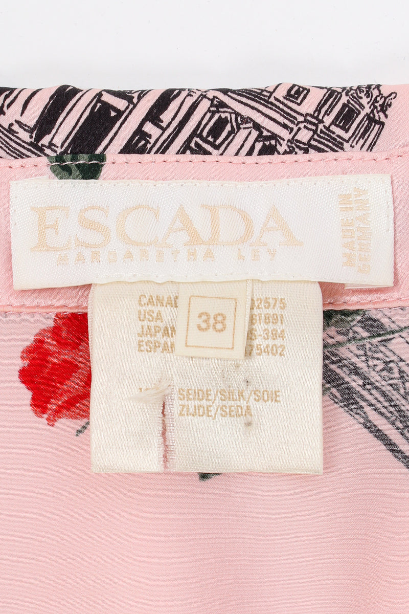 Vintage Escada Paris Monument Rose Silk Shirt label at Recess Los Angeles