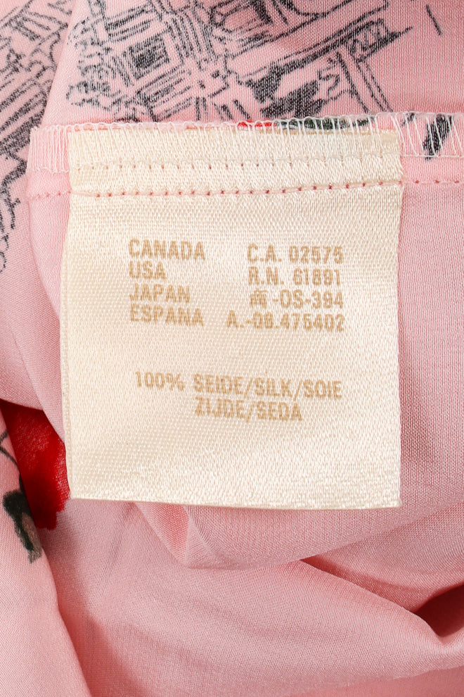 Vintage Escada Paris Monument Rose Silk Shirt fabric label at Recess Los Angeles