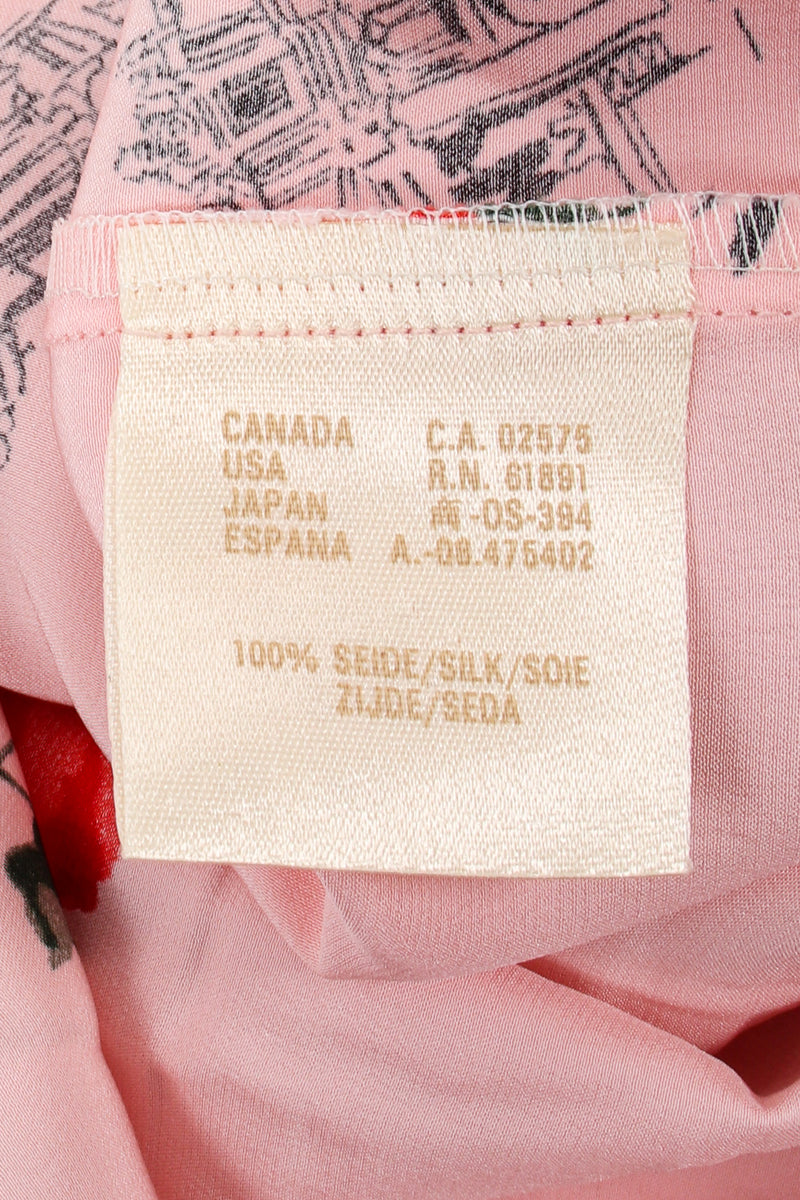 Vintage Escada Paris Monument Rose Silk Shirt fabric label at Recess Los Angeles