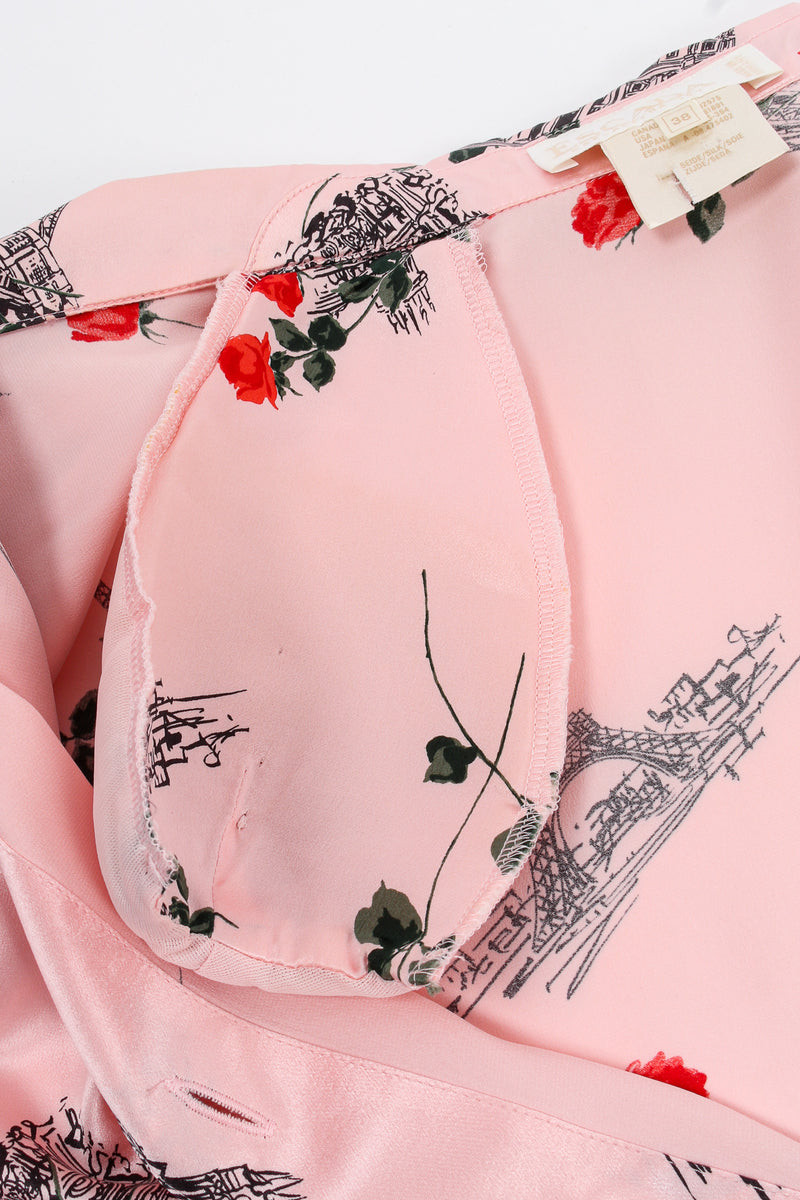 Vintage Escada Paris Monument Rose Silk Shirt shoulder pad at Recess Los Angeles