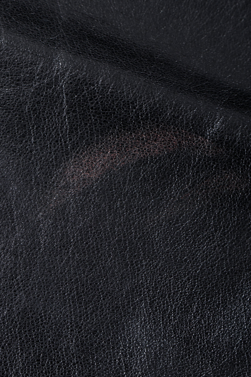 Recess Vintage Pat Hicks Calf Hair Trim Black Leather Trench Coat, Smudge