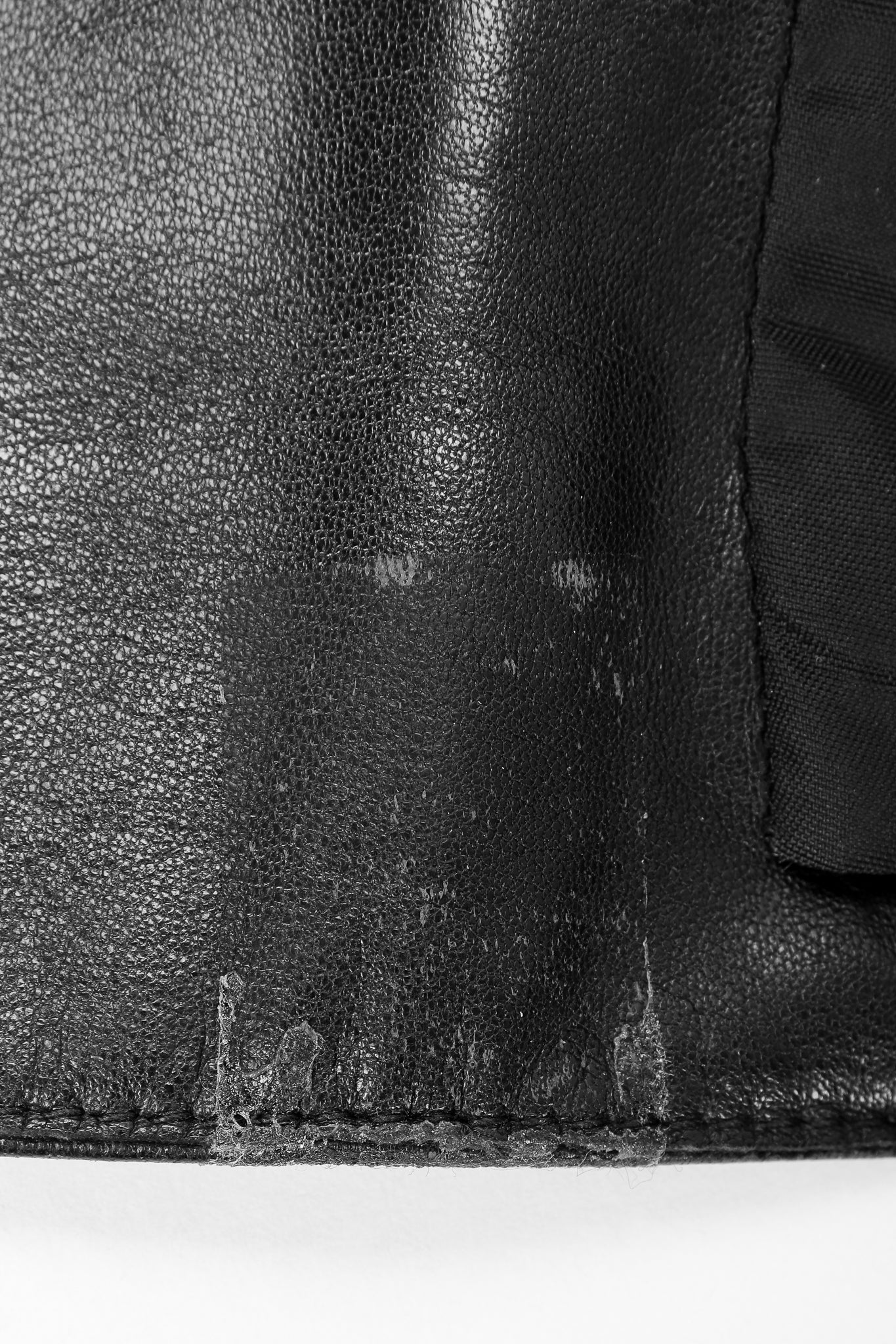 Recess Vintage Pat Hicks Calf Hair Trim Black Leather Trench Coat, Residue 3