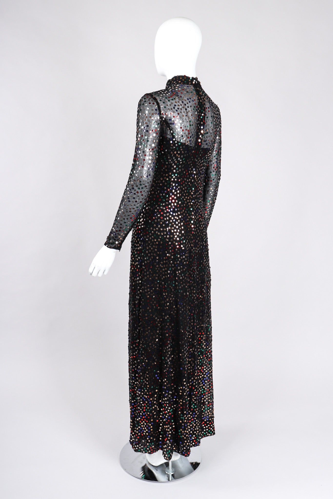 Recess Los Angeles Vintage Pat Sandler Sheer Rainbow Sequin Layered Dress